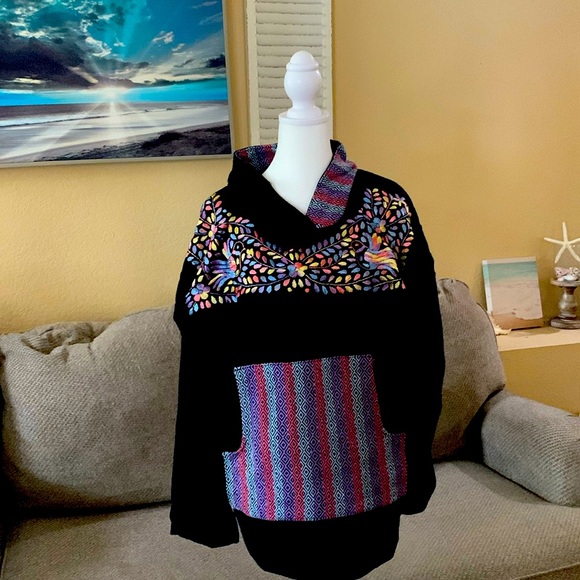 Jackets & Blazers - NWOT  XL Unique black Mexican “Baja” style women’s pullover Jacket.